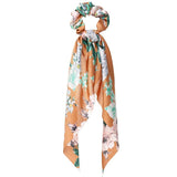 Streamer Silk Scarf Headband for Women Retro Printing Circle Head Rope