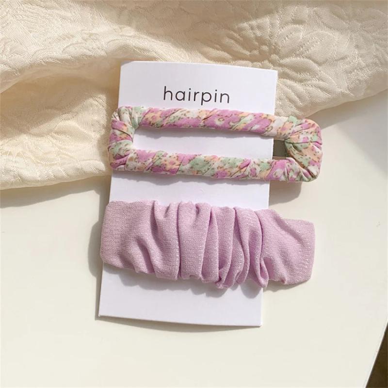 Floral Chiffon Hair Clip Set Acrylic Girls Headband Hair Clip Headwear