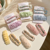 Floral Chiffon Hair Clip Set Acrylic Girls Headband Hair Clip Headwear