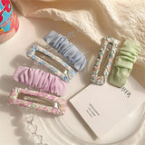 Floral Chiffon Hair Clip Set Acrylic Girls Headband Hair Clip Headwear
