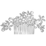 Vintage Rhinestone Inlaid Flower Hair Comb for Women