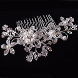 Vintage Rhinestone Inlaid Flower Hair Comb for Women
