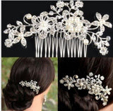 Vintage Rhinestone Inlaid Flower Hair Comb for Women