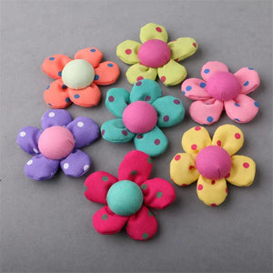 3pcs Polka Dots Fabric Flower Patch DIY Jewelry Findings
