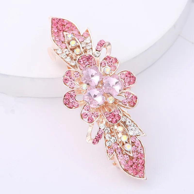 Colorful Rhinestone Flower Hair Clip for Women