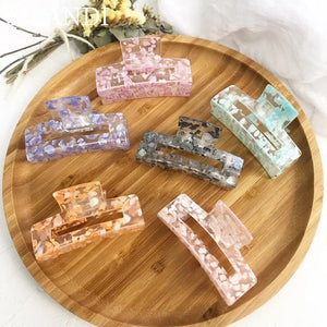 Bilandi Korea Colorful Resin Hair Clips Geometric Square Hollow Shark Hair Clip