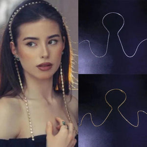 Alloy Rhinestone Hairbands Long Chain Tassel Crystal Headband