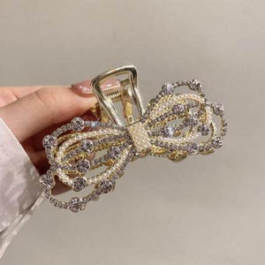 Vintage Pearl Bow Geometric Hair Clip Decoration