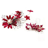 2Pcs Red Women Hair Accessories Butterfly Flower Hairpins Hairband