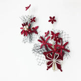 2Pcs Red Women Hair Accessories Butterfly Flower Hairpins Hairband