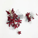 2Pcs Red Women Hair Accessories Butterfly Flower Hairpins Hairband