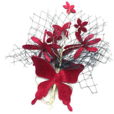 2Pcs Red Women Hair Accessories Butterfly Flower Hairpins Hairband