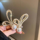 Metal Women Irregular Pearl Rabbit Clip Hair Jewelry