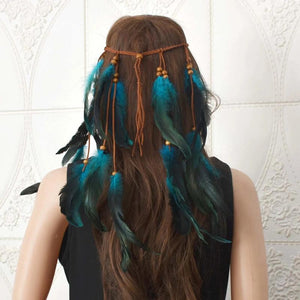 Ethnic Rope Woven Wood Beads Headband Boho Women's Hair Accessory
