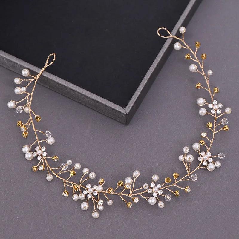 Pearl Rhinestone Women Headband Wedding Hair Accessories For Women Bride Tiara