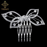 Silver Plated Bow Tie Shape Bridal Hair Comb for Women Girls