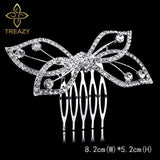Silver Plated Bow Tie Shape Bridal Hair Comb for Women Girls