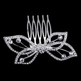 Silver Plated Bow Tie Shape Bridal Hair Comb for Women Girls