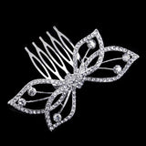 Silver Plated Bow Tie Shape Bridal Hair Comb for Women Girls