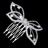 Silver Plated Bow Tie Shape Bridal Hair Comb for Women Girls
