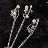 Vintage Slub Pearls Flowers Hairpin Women Ancient Style Hanfu Headdress