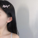 French Flower Glass Crystal Hairpin Retro Side Clip Bangs Clip Harajuku Hair Acc