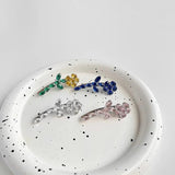 French Flower Glass Crystal Hairpin Retro Side Clip Bangs Clip Harajuku Hair Acc