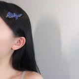 French Flower Glass Crystal Hairpin Retro Side Clip Bangs Clip Harajuku Hair Acc