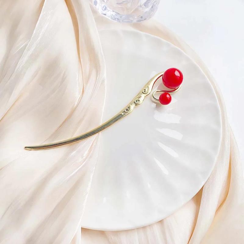 Ancient Style Pearl Metal Hairpin for Women Hair Fork Headdress