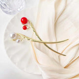 Ancient Style Pearl Metal Hairpin for Women Hair Fork Headdress