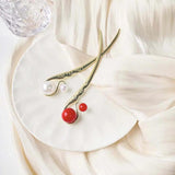 Ancient Style Pearl Metal Hairpin for Women Hair Fork Headdress