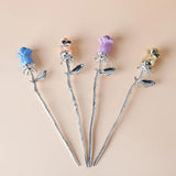 Colorful Rose Flower Hair Sticks Hairpins for Women Girls