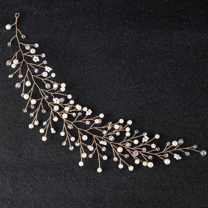 Women Crystal Wedding Hair Accessories For Bridal Leaf Flower Beads Headpiece