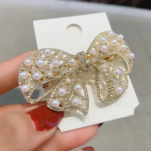 Pearl Bow Hair Clip Ribbon Hair Barrette Pearl Hair Accessories