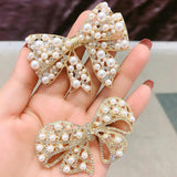 Pearl Bow Hair Clip Ribbon Hair Barrette Pearl Hair Accessories