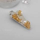 Yellow Pearl Flower Triangle Christmas Tree Hairpin Side Clip