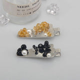 Yellow Pearl Flower Triangle Christmas Tree Hairpin Side Clip