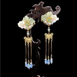 Green Fairy Rhinestone Hairpin Costume Headdress Hanfu Tassel Clip