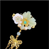 Green Fairy Rhinestone Hairpin Costume Headdress Hanfu Tassel Clip