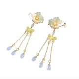 Green Fairy Rhinestone Hairpin Costume Headdress Hanfu Tassel Clip