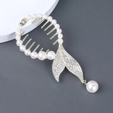 Women Ponytail Buckle Butterfly Pearl Tassel Hair Claw Fish Tail Clip