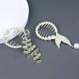 Women Ponytail Buckle Butterfly Pearl Tassel Hair Claw Fish Tail Clip