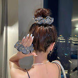 Rhinestone Silk Scrunchie Elastic Hair Band Ponytail Holder Headband