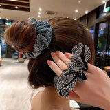 Rhinestone Silk Scrunchie Elastic Hair Band Ponytail Holder Headband