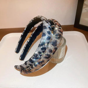 Leopard Rhinestone Headband Velvet Hair Accessory