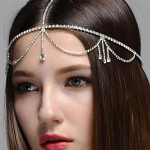 Rhinestone Tassel Hair Chain Bride Headdress Women Beach Party Hair Accessory