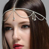 Rhinestone Tassel Hair Chain Bride Headdress Women Beach Party Hair Accessory