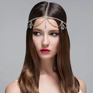 Rhinestone Tassel Hair Chain Bride Headdress Women Beach Party Hair Accessory