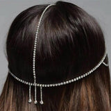 Rhinestone Tassel Hair Chain Bride Headdress Women Beach Party Hair Accessory