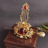 Antique Chinese Dragon Hair Crown Ancient Costume Headdress